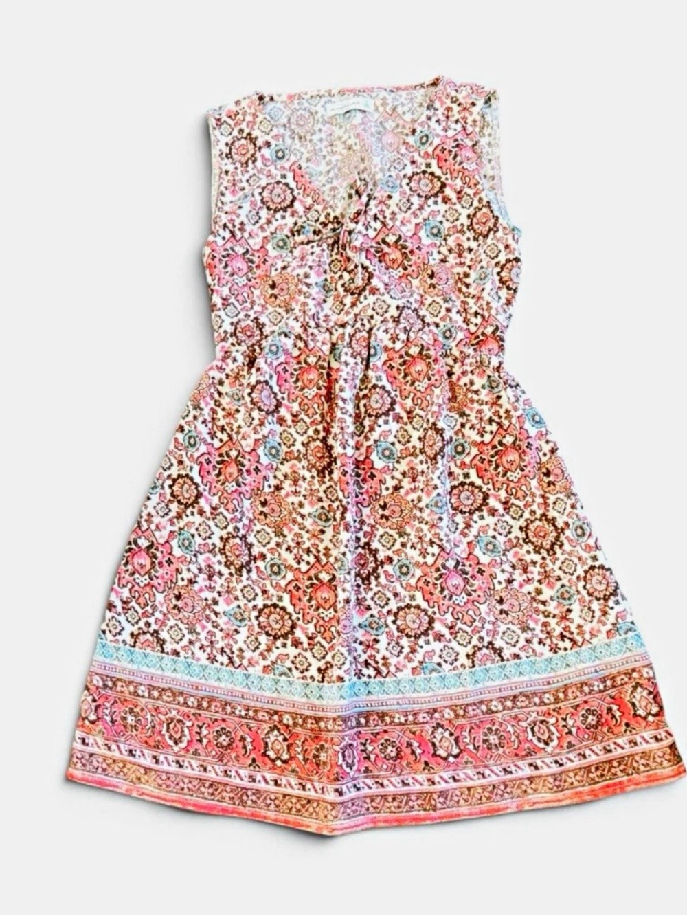 Abercrombie & Fitch Pink Multicolor Floral Border Sundress